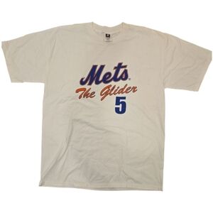 Mets "The Glider" 5 Ed Charles NWOT white 100% Cotton T-shirt XL